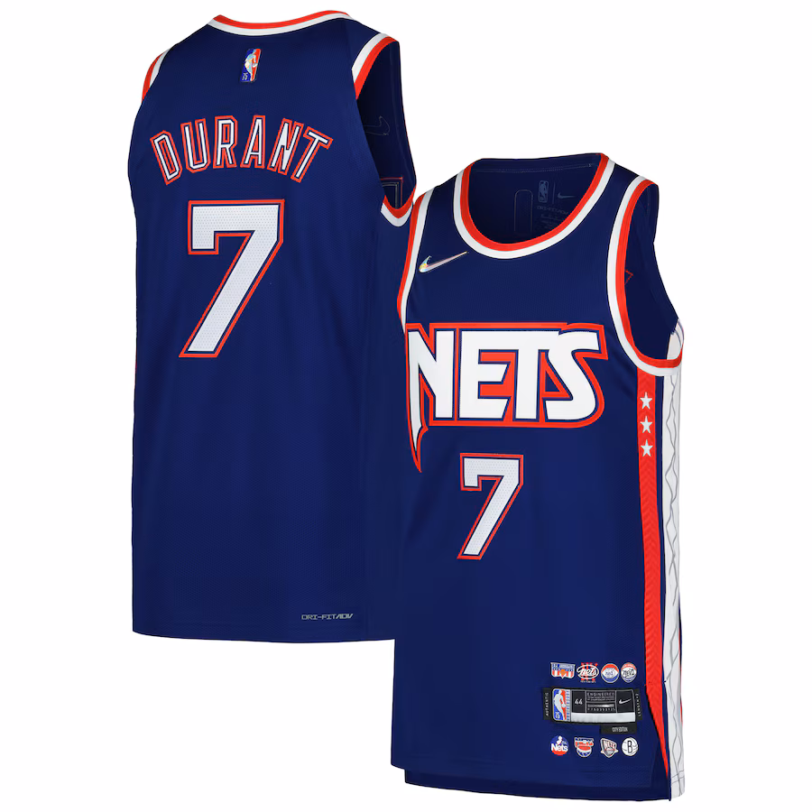 Men's Brooklyn Nets Kevin Durant Nike Blue Authentic Player Jersey - City Edition - SUjersey01