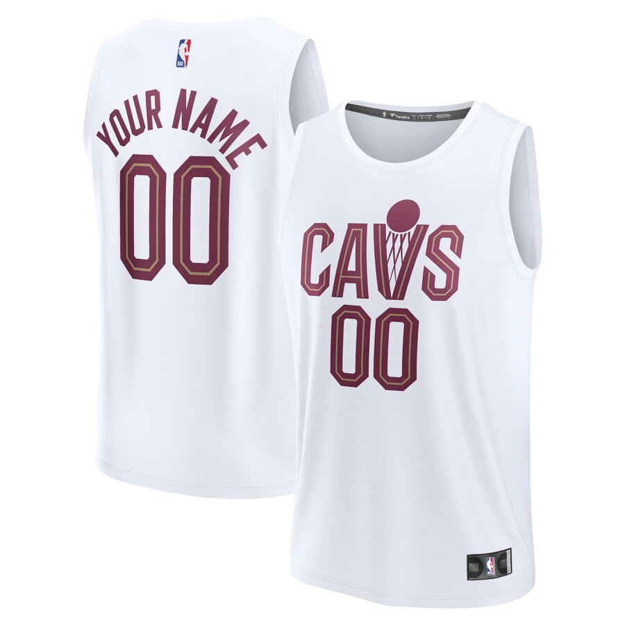 Men's Cleveland Cavaliers Fanatics White Fast Break Custom Replica Jersey - Association Edition - SUjersey01