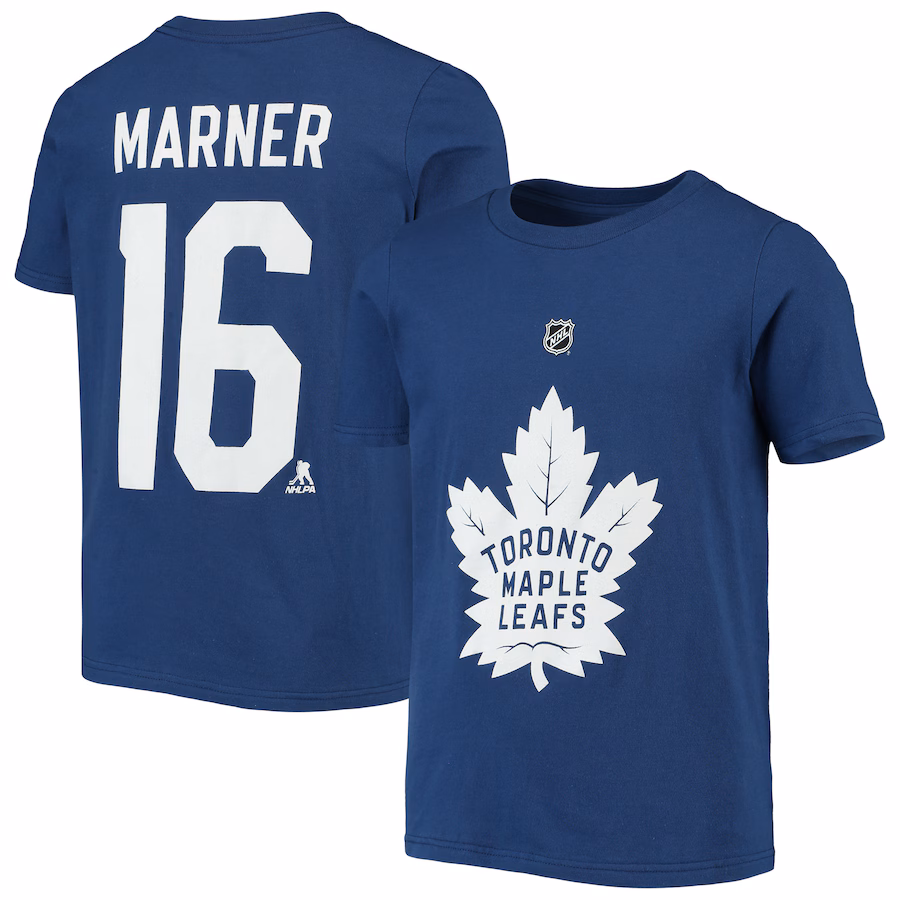Youth Toronto Maple Leafs Mitchell Marner Blue Player Name & Number T-Shirt - SUjersey01