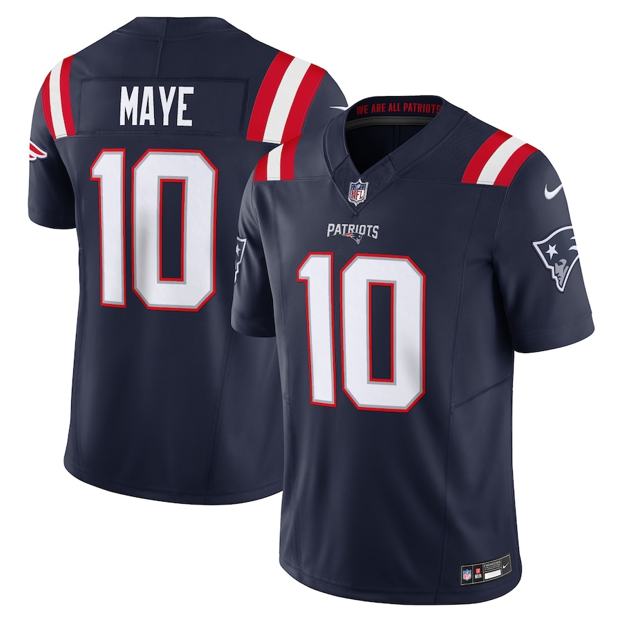 Men's New England Patriots Drake Maye Nike Navy Vapor F.U.S.E. Limited Jersey - SUjersey01