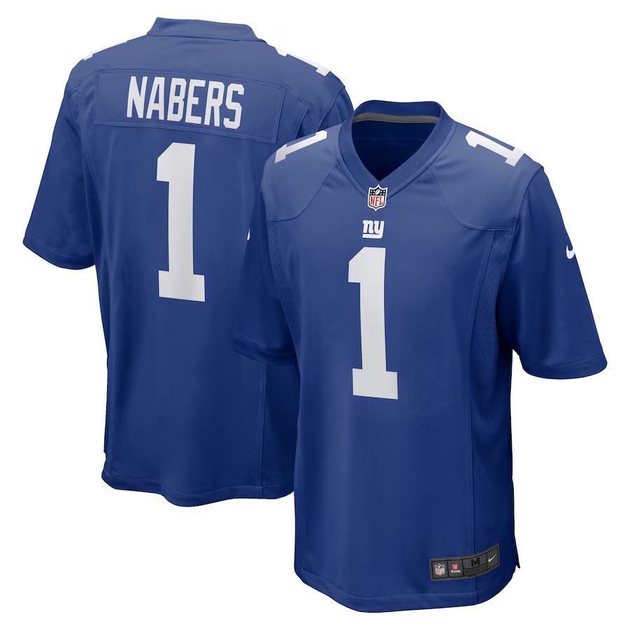 Men's New York Giants Malik Nabers Nike Royal 2024 NFL Draft First Round Pick Player Game Jersey - SUjersey01