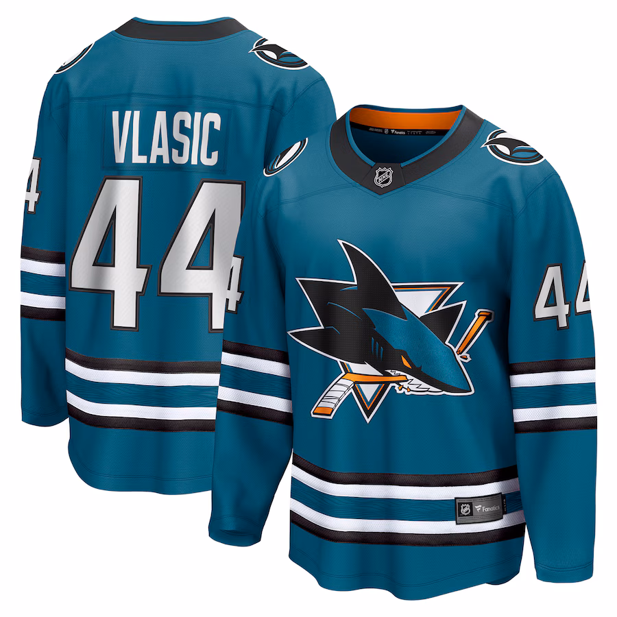 Men's San Jose Sharks Marc-Edouard Vlasic Fanatics Teal Home Breakaway Player Jersey - SUjersey01