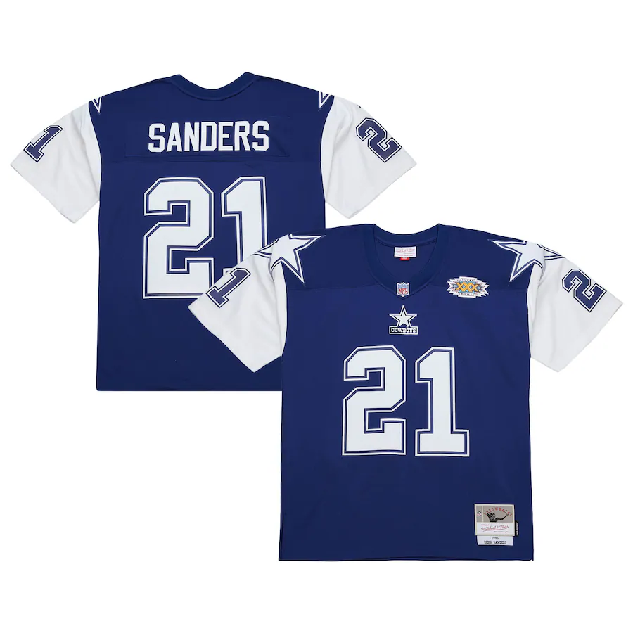 Men's Dallas Cowboys Deion Sanders Mitchell & Ness Navy 1995 Legacy Replica Jersey - SUjersey01