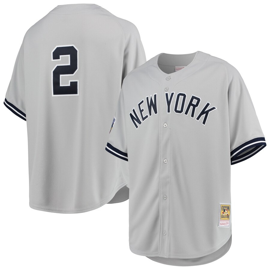Men's New York Yankees Derek Jeter Mitchell & Ness Gray 1998 Cooperstown Collection Road Authentic Jersey - SUjersey01