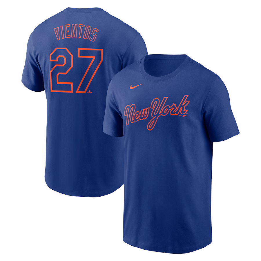 Men's New York Mets Mark Vientos Nike Royal Fuse Name & Number T-Shirt - SUjersey01