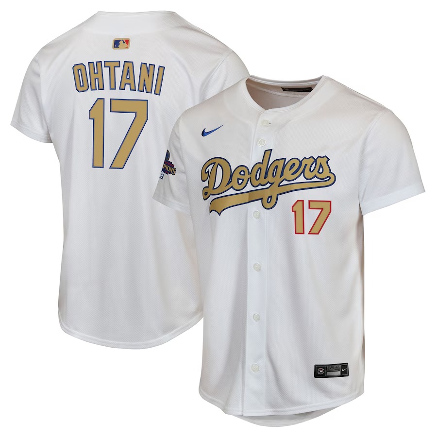Youth Los Angeles Dodgers Shohei Ohtani Nike White 2025 Gold Collection Limited Jersey - SUjersey01