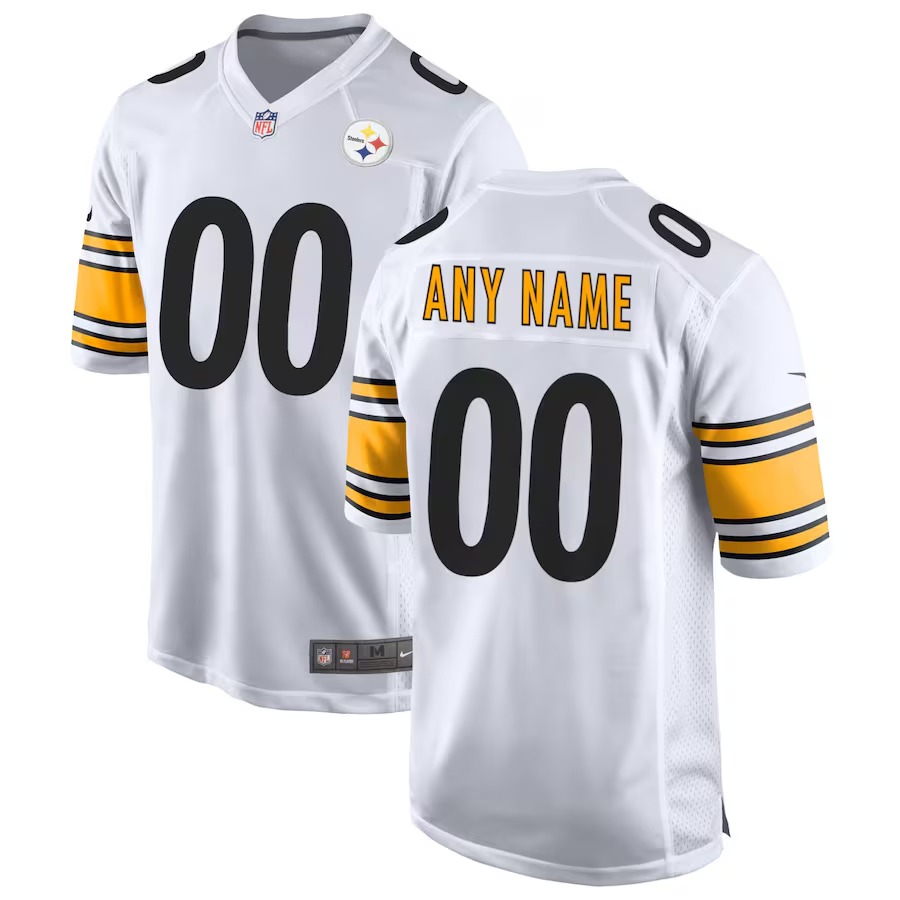 Men's Nike White Pittsburgh Steelers Away Custom Game Jersey - SUjersey01