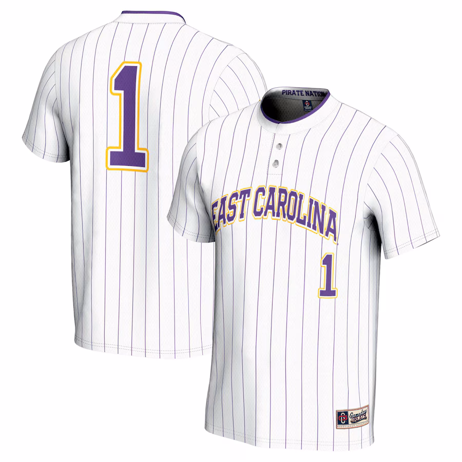 Unisex GameDay Greats #1 White ECU Pirates Lightweight Softball Jersey - SUjersey01