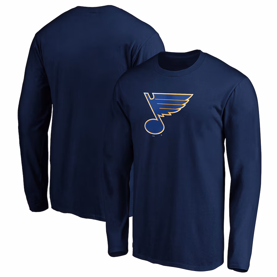 Men's St. Louis Blues Navy Primary Logo Long Sleeve T-Shirt - SUjersey01
