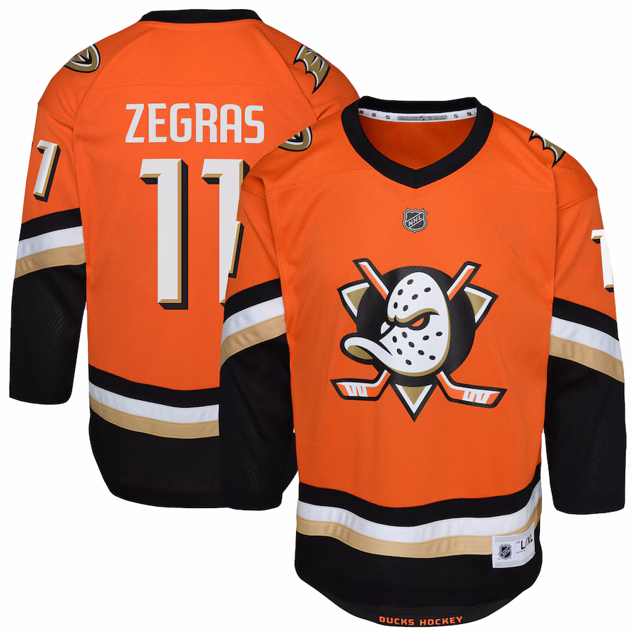 Youth Anaheim Ducks Trevor Zegras Orange Replica Player Jersey - SUjersey01