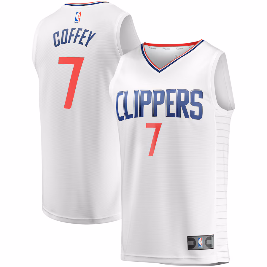 Youth LA Clippers Amir Coffey Fanatics White Fast Break Player Jersey - Association Edition - SUjersey01