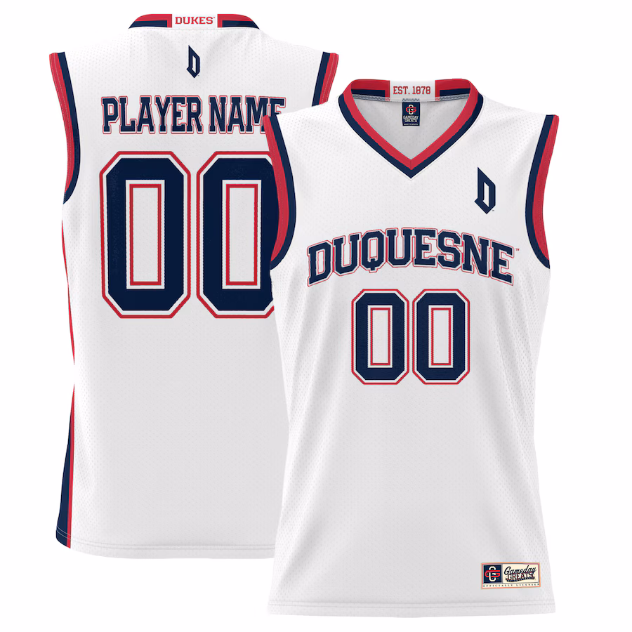 Duquesne Dukes GameDay Greats  Lightweight NIL Pick-A-Player Basketball Jersey - White - SUjersey01