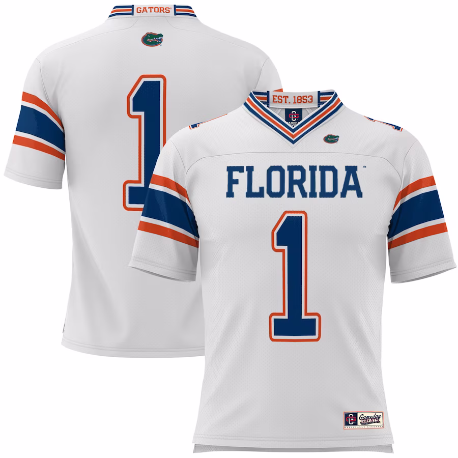 #1 Florida Gators GameDay Greats Football Jersey - White - SUjersey01