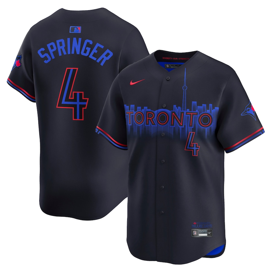 Men's Toronto Blue Jays George Springer Nike Blue City Connect Limited Player Jersey - SUjersey01