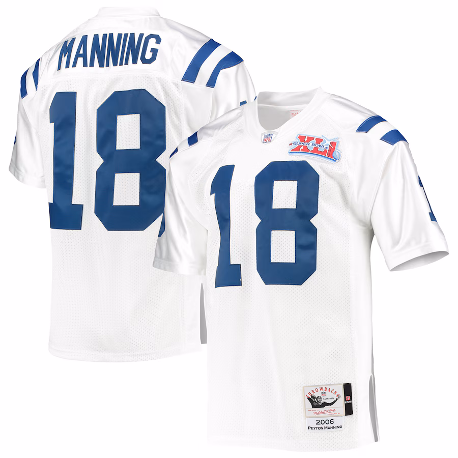 Men's Indianapolis Colts 2006 Peyton Manning Mitchell & Ness White Authentic Throwback Retired Player Jersey - SUjersey01