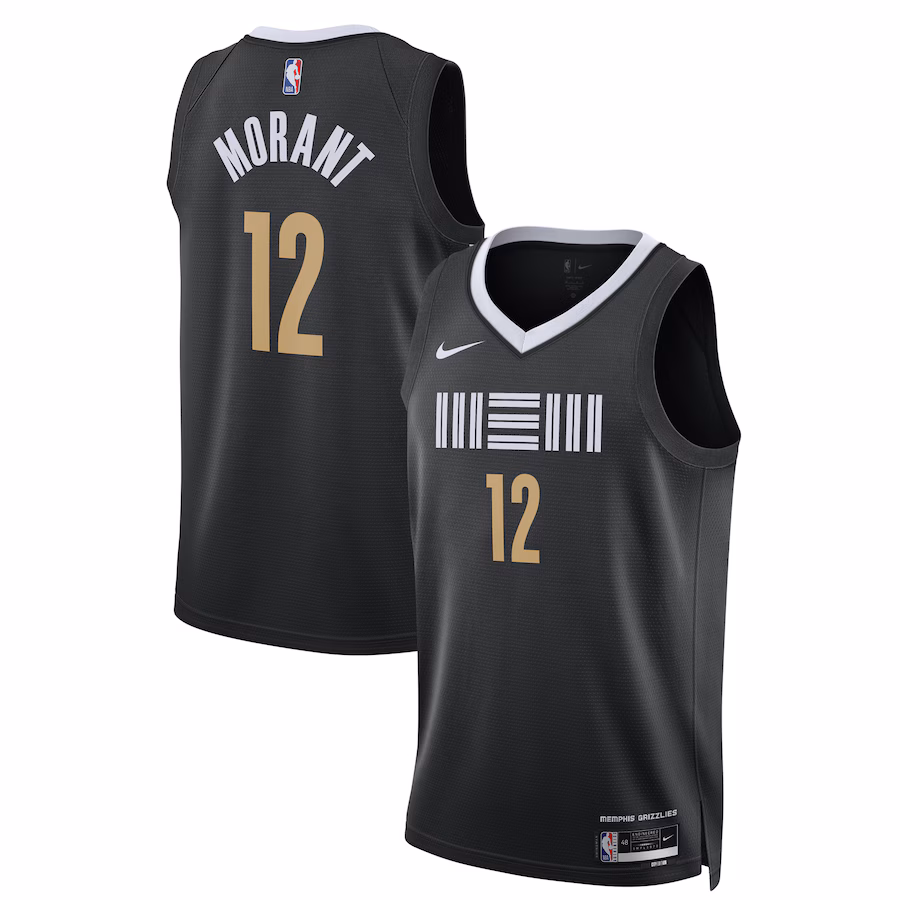 Unisex Memphis Grizzlies Ja Morant Nike Black 2023/24 Swingman Jersey - City Edition - SUjersey01