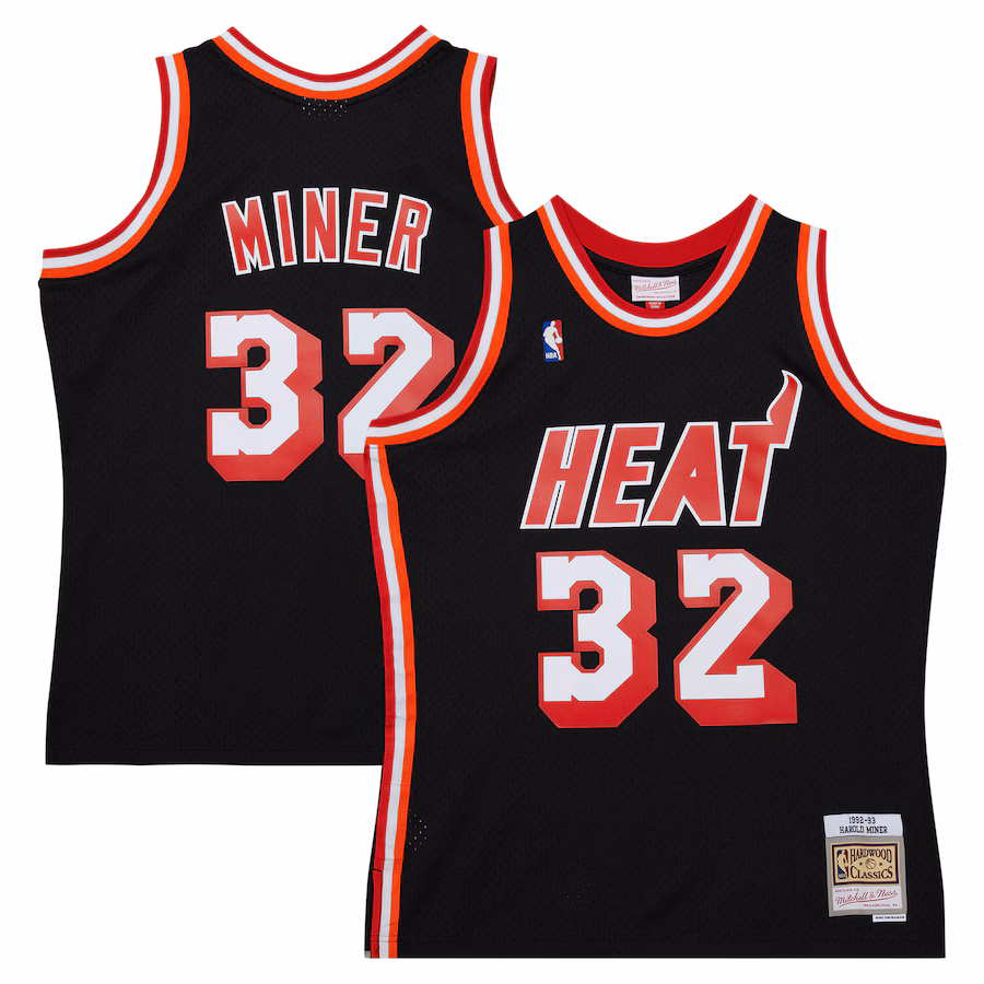 Men's Miami Heat Harold Miner Mitchell & Ness Black 1992/93 Hardwood Classics Swingman Throwback Jersey - SUjersey01