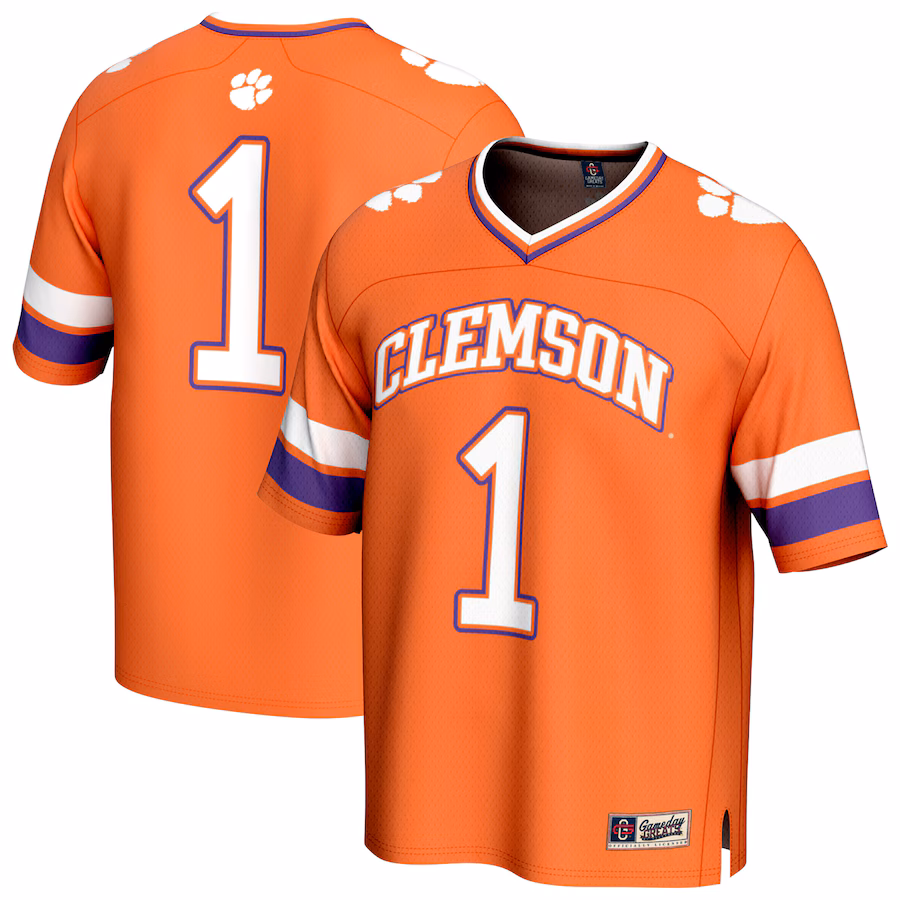 Unisex GameDay Greats #1 Orange Clemson Tigers Lightweight Collegiate Football Fashion Jersey - SUjersey01