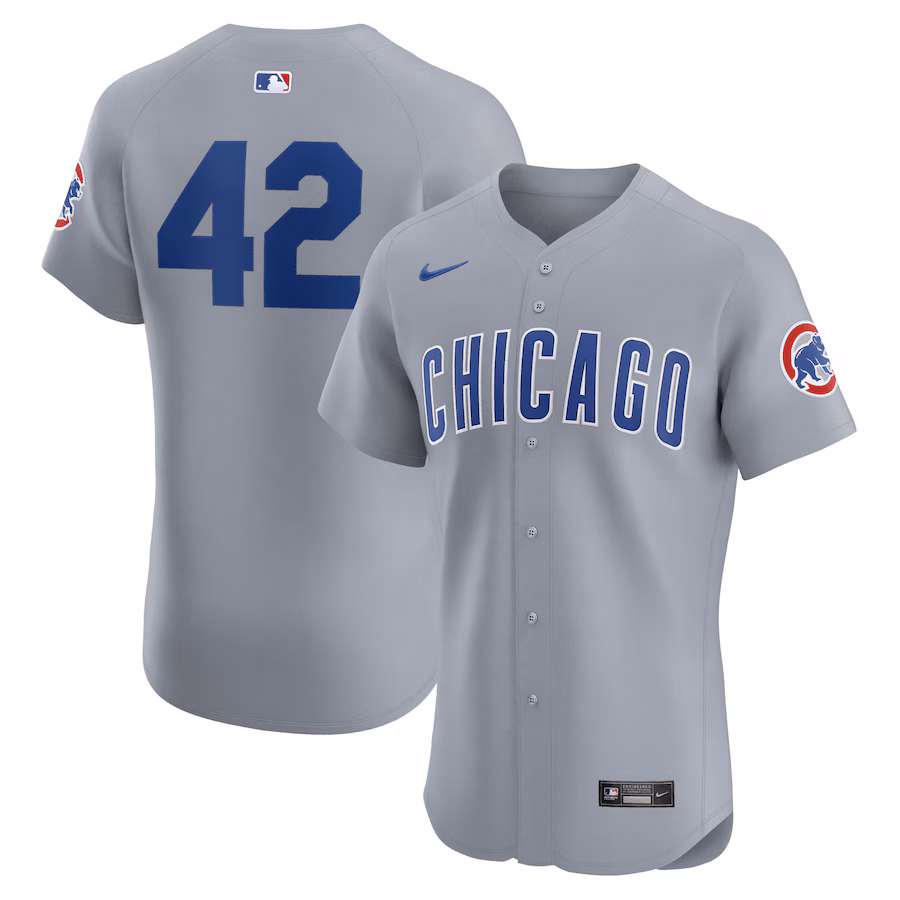Men's Chicago Cubs Nike Gray Road 2024 Jackie Robinson Day Elite Jersey - SUjersey01