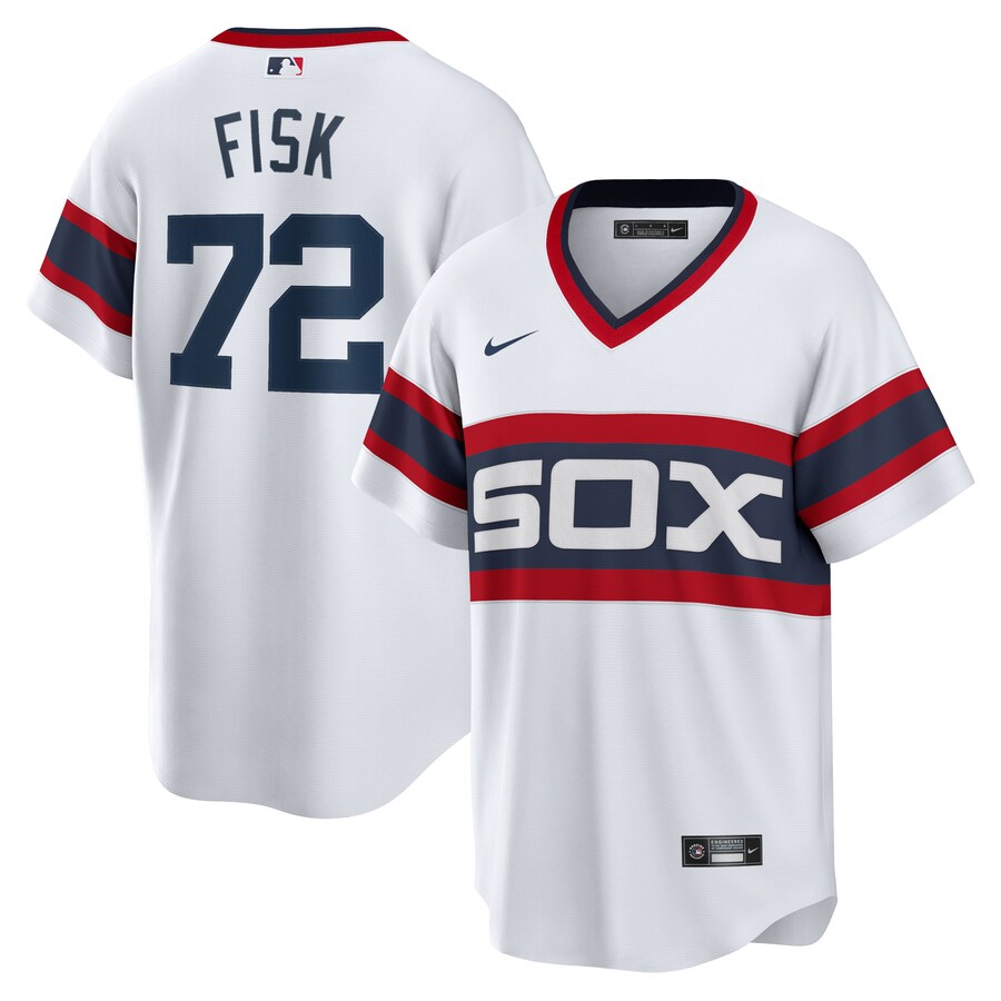 Men's Chicago White Sox Carlton Fisk Nike White Home Cooperstown Collection Team Player Jersey - SUjersey01