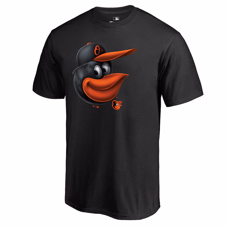 Men's Baltimore Orioles Black Midnight Mascot Logo T-Shirt - SUjersey01