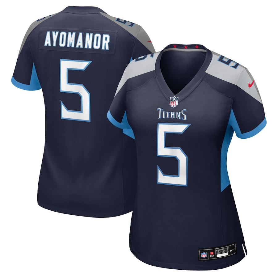 Women's Tennessee Titans Elic Ayomanor Nike Navy Team Game Jersey - SUjersey01
