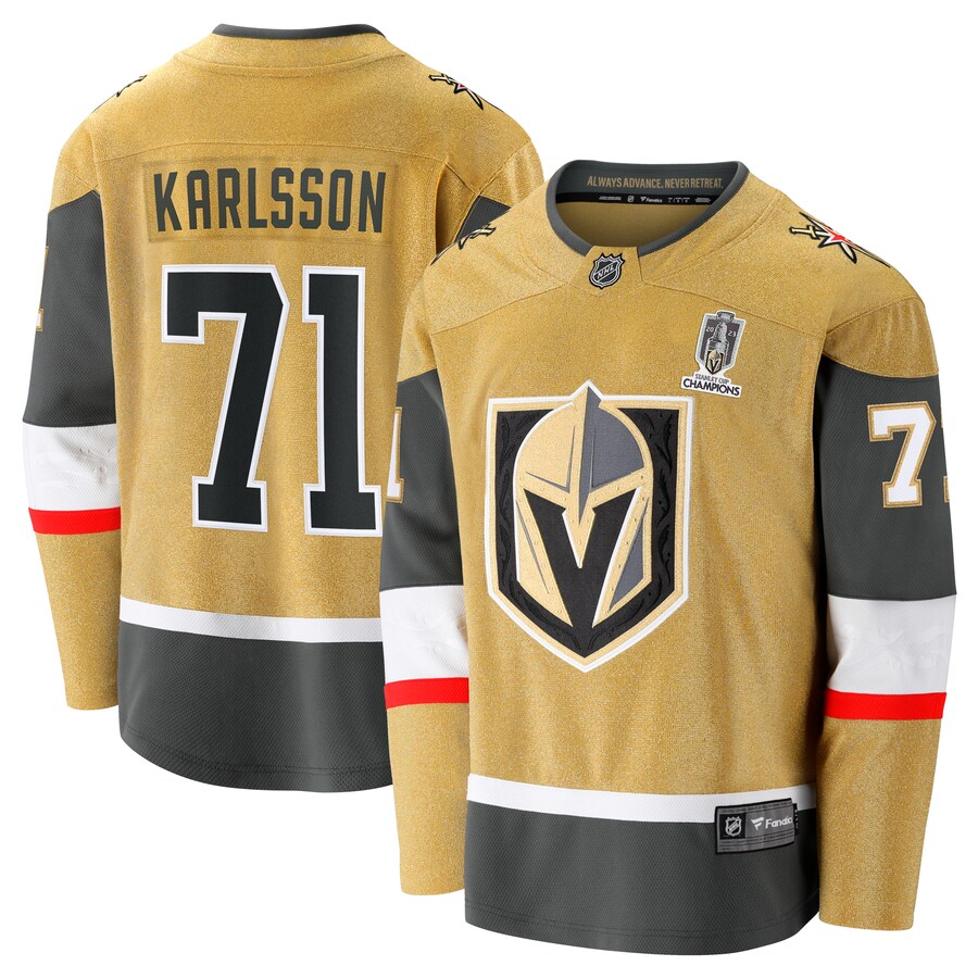 Men's Vegas Golden Knights William Karlsson Fanatics Branded Gold 2023 Stanley Cup Champions Home Breakaway Player Jersey - SUjersey01