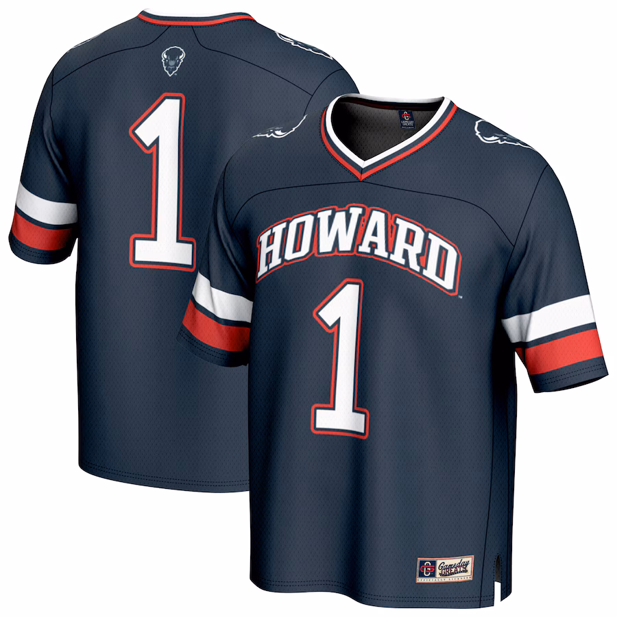 Unisex GameDay Greats #1 Navy Howard Bison Collegiate Football Fashion Jersey - SUjersey01