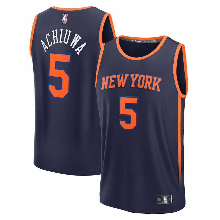 Men's New York Knicks Precious Achiuwa Fanatics Navy Fast Break Player Jersey - Statement Edition - SUjersey01