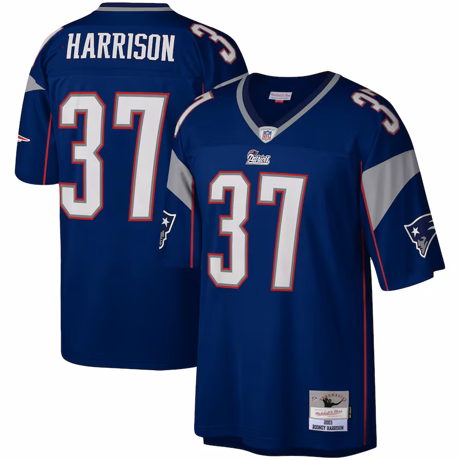 Men's New England Patriots Rodney Harrison Mitchell & Ness Navy Legacy Replica Jersey - SUjersey01
