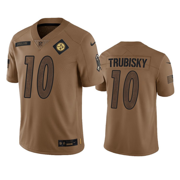 Men's Pittsburgh Steelers #10 Mitch Trubisky 2023 Brown Salute To Service Limited Football Stitched Jersey - SUjersey01