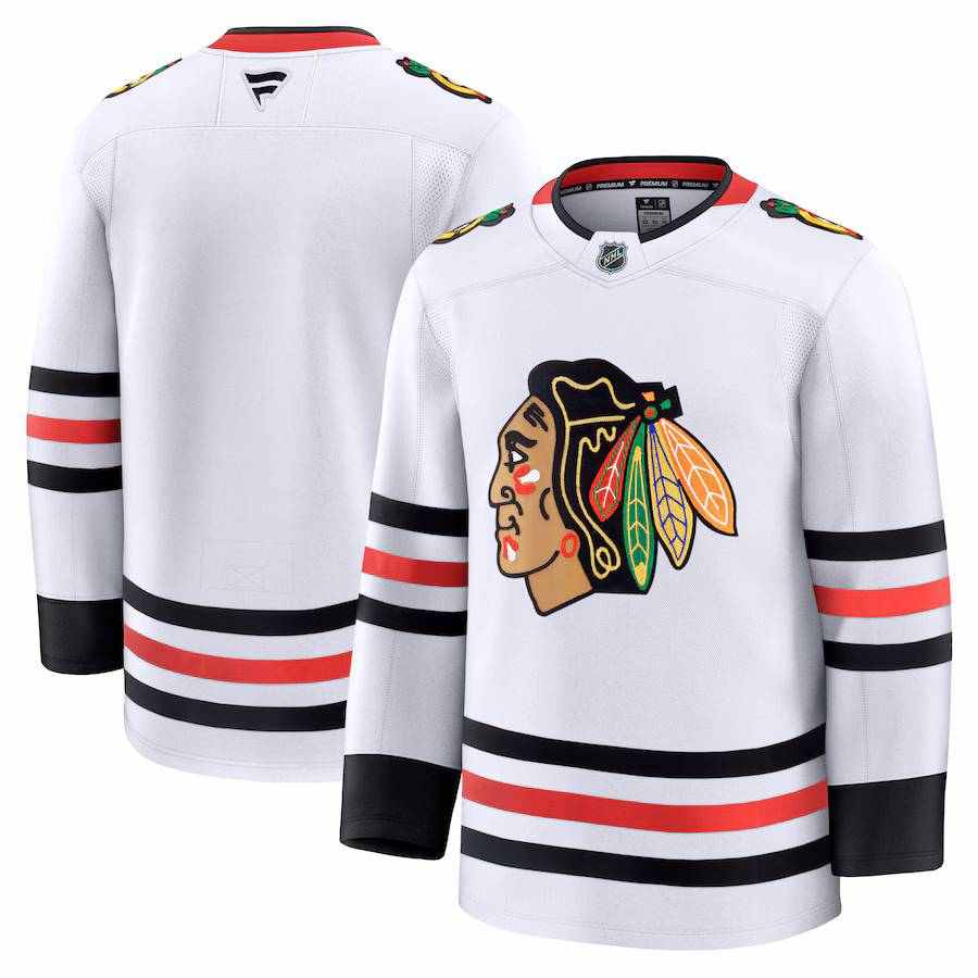 Men's Chicago Blackhawks Fanatics White Away Premium Jersey - SUjersey01
