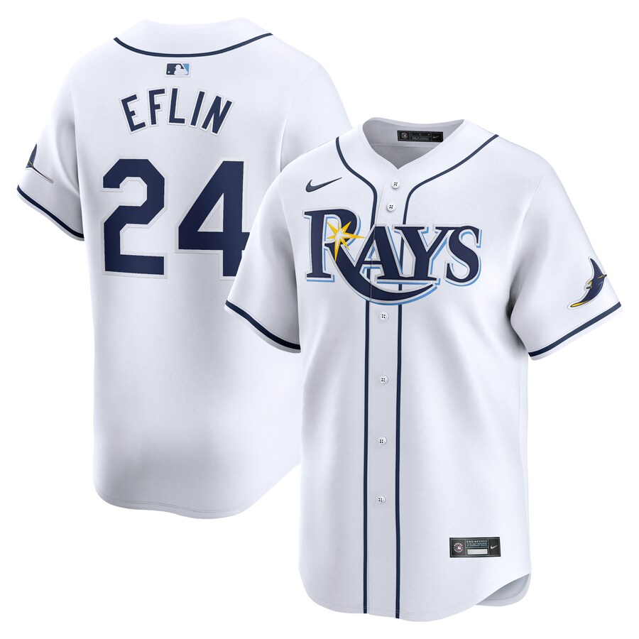 Men's Tampa Bay Rays Zach Eflin Nike White Home Limited Player Jersey - SUjersey01
