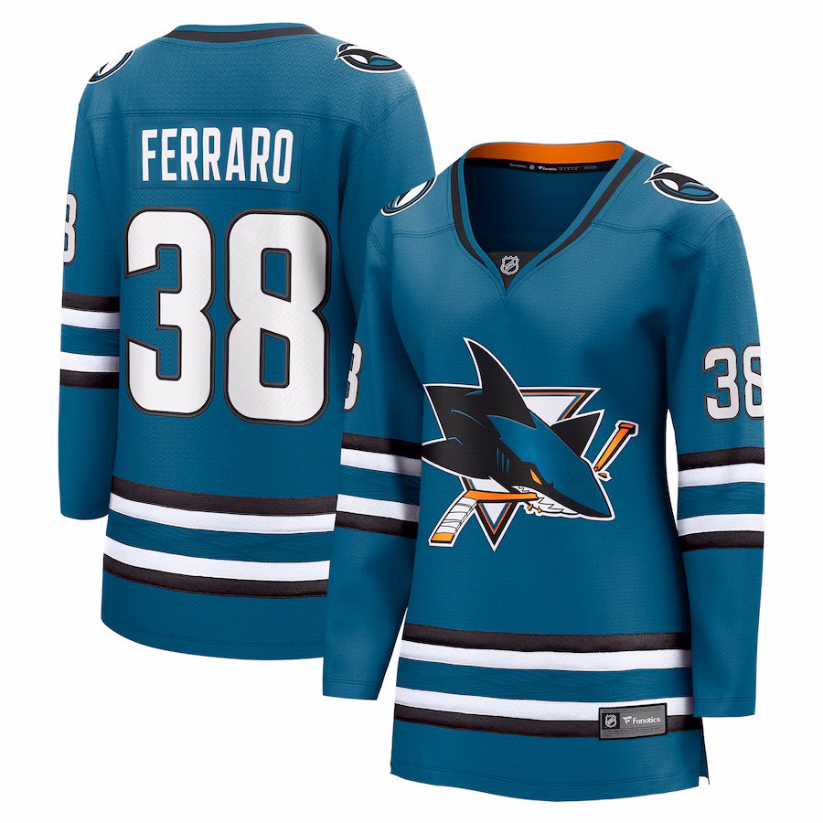 Women's San Jose Sharks Mario Ferraro Fanatics Teal Home Breakaway Player Jersey - SUjersey01