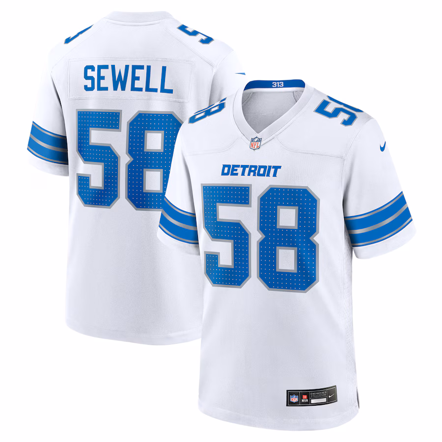 Men's Detroit Lions Penei Sewell Nike White Game Jersey - SUjersey01