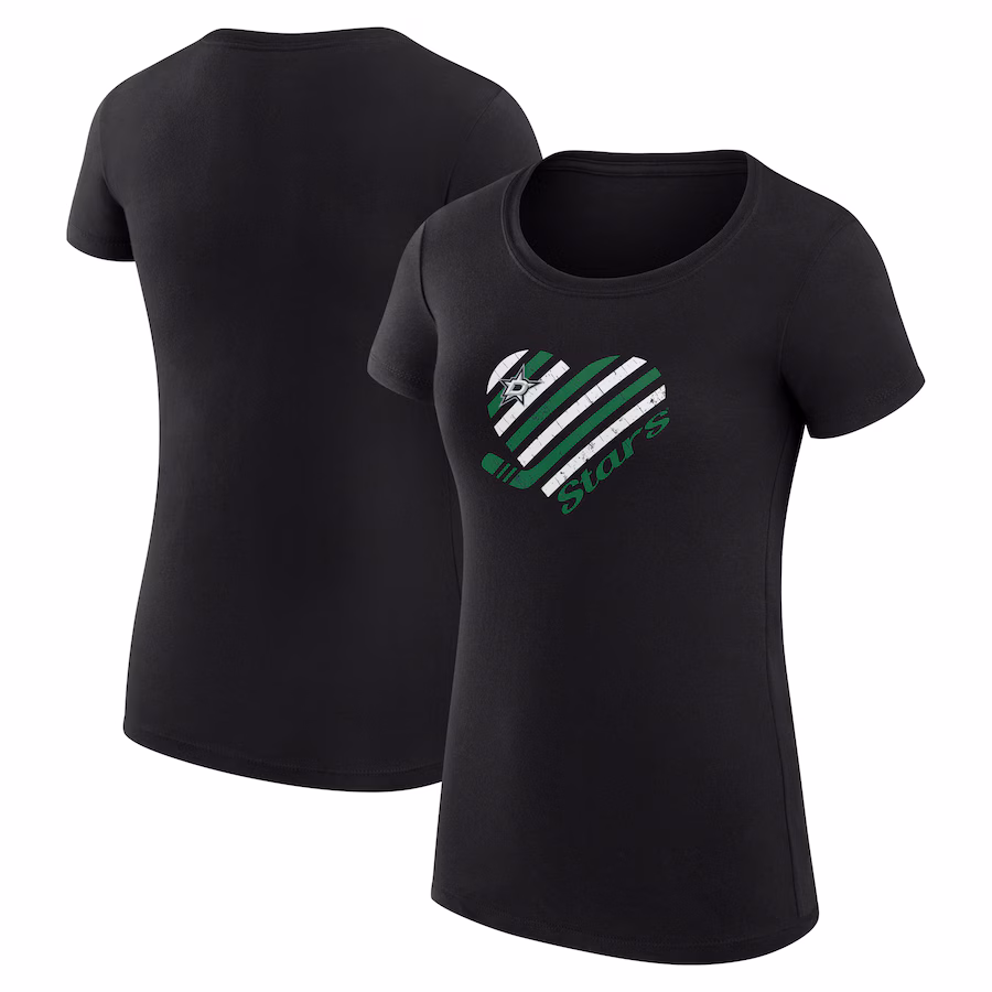 Women's Dallas Stars G-III 4Her by Carl Banks Black Heart Fitted T-Shirt - SUjersey01