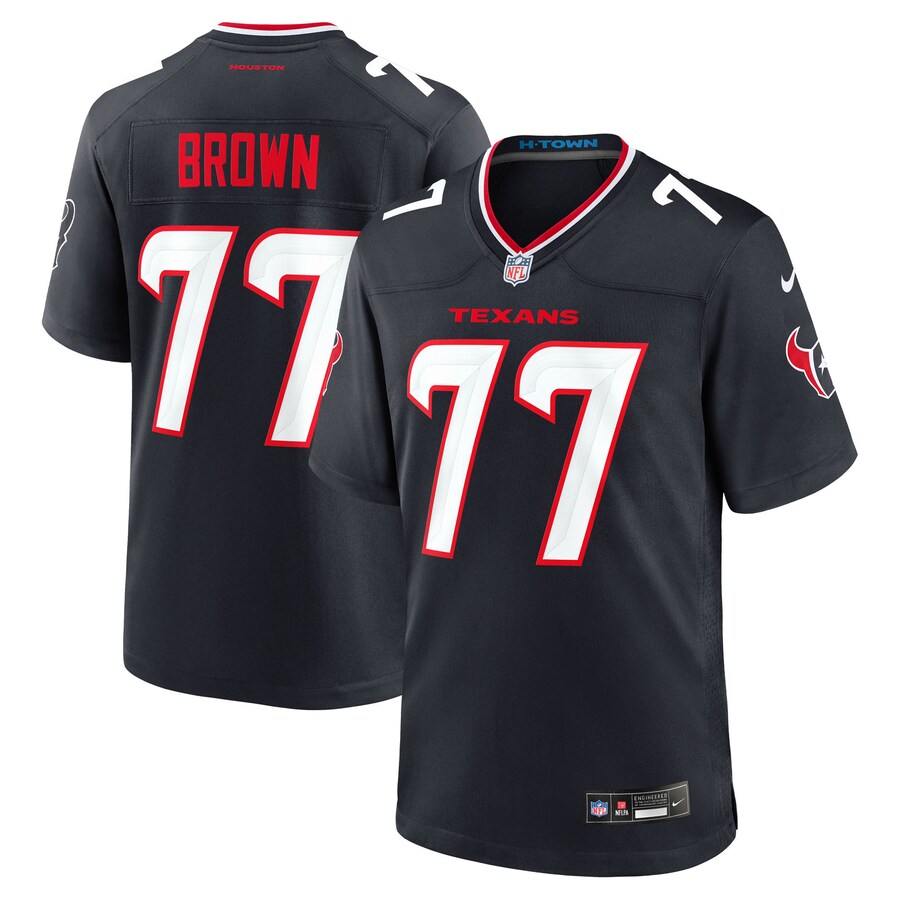 Men's Houston Texans Trenton Brown Nike Navy Team Game Jersey - SUjersey01
