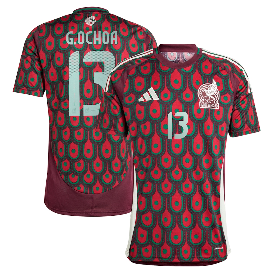 Men's Mexico National Team Guillermo Ochoa adidas Burgundy 2024 Home Replica Player Jersey - SUjersey01