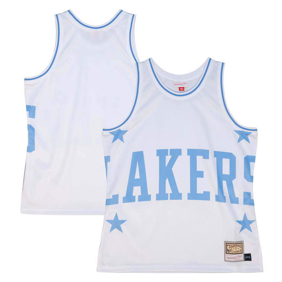 Men's Los Angeles Lakers  Mitchell & Ness White Hardwood Classics Blown Out Fashion Jersey - SUjersey01