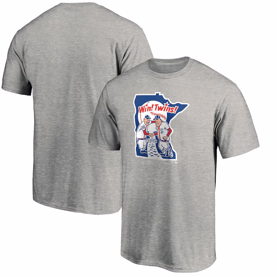 Men's Minnesota Twins Heathered Gray Cooperstown Collection Huntington Logo T-Shirt - SUjersey01