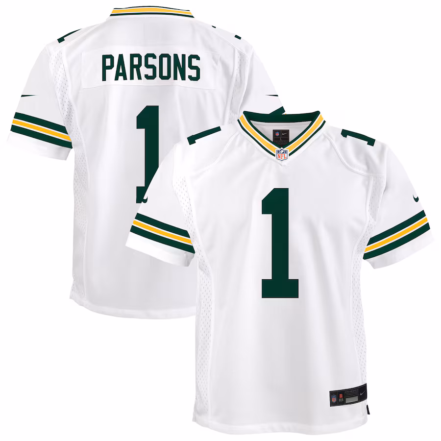 Youth Green Bay Packers Micah Parsons Nike White White Game Jersey - SUjersey01