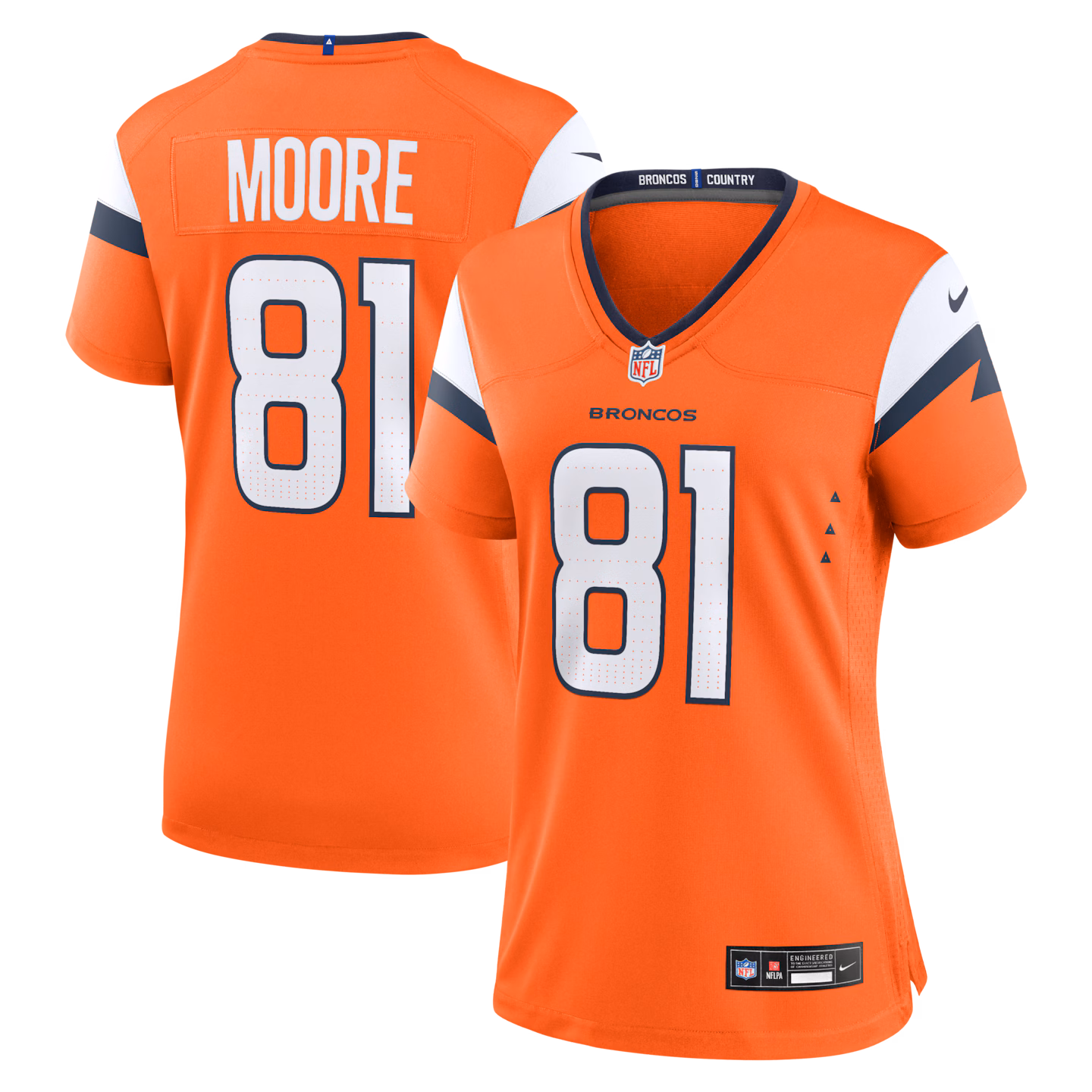 Women's Denver Broncos Elijah Moore Nike Orange Team Game Jersey - SUjersey01