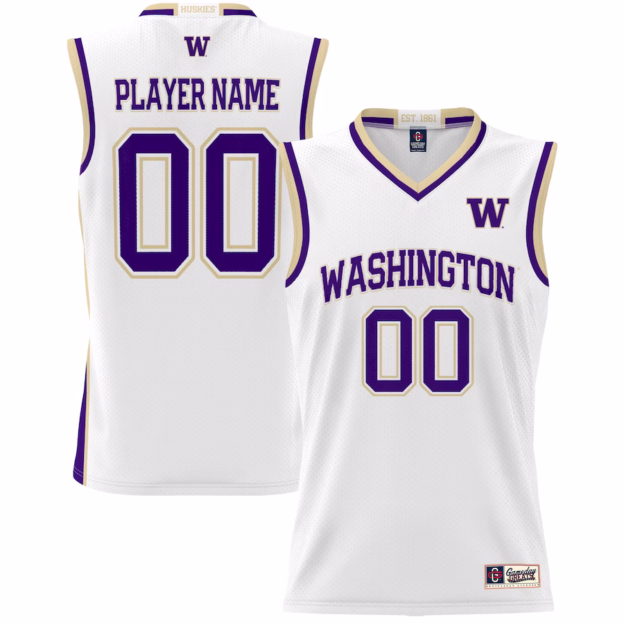 Washington Huskies GameDay Greats Youth NIL Pick-A-Player Lightweight Basketball Jersey - White - Ujersey NFL Shop