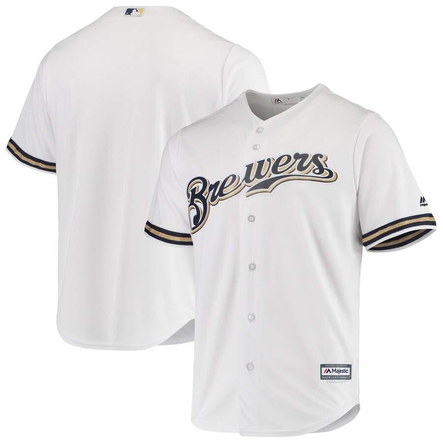 Men's Milwaukee Brewers Majestic White Home Official Cool Base Jersey - Ujersey NFL Shop