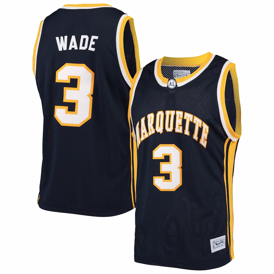 Dwyane Wade Marquette Golden Eagles Original Retro Brand Alumni Basketball Jersey - Navy - Ujersey