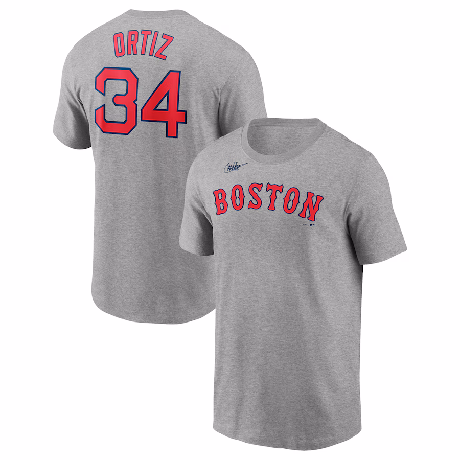 Men's Boston Red Sox David Ortiz Nike Heather Gray Name & Number T-Shirt - Ujersey