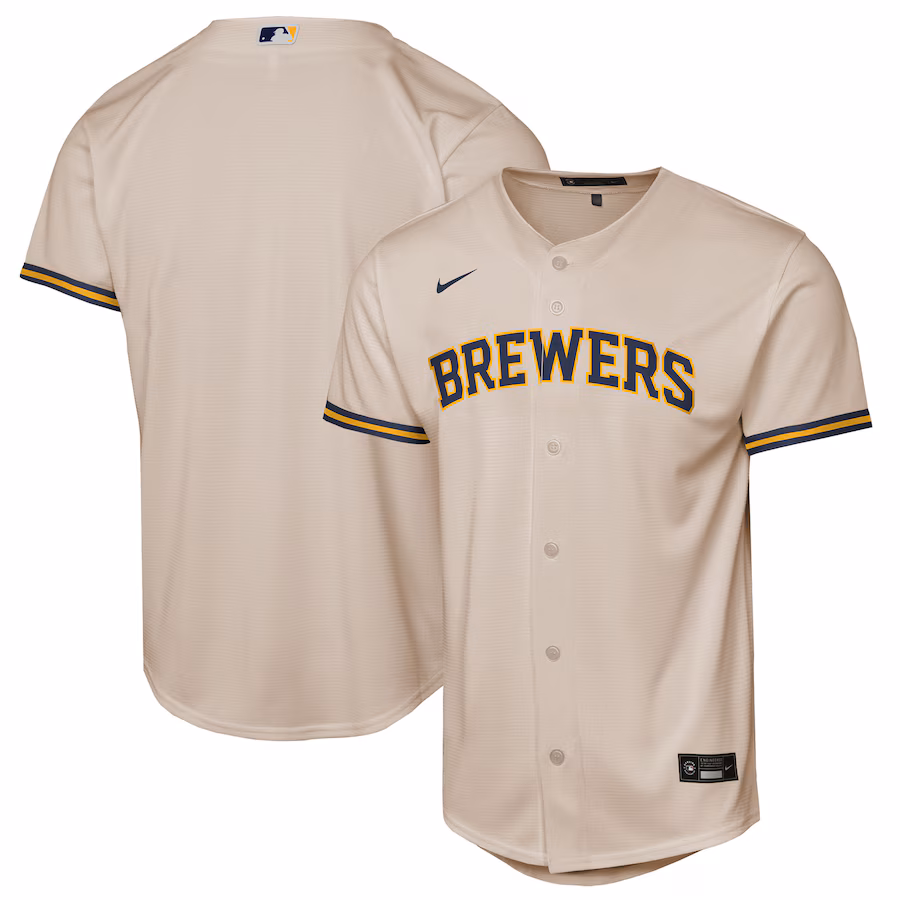 Youth Milwaukee Brewers Nike Cream Home Replica Jersey - Ujersey NFL Shop