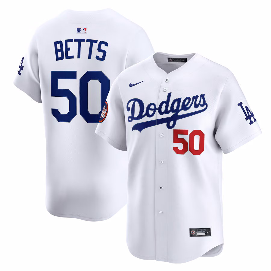 Men's Los Angeles Dodgers Mookie Betts Nike White 2025 MLB World Tour: Tokyo Series Home Limited Player Jersey - Ujersey