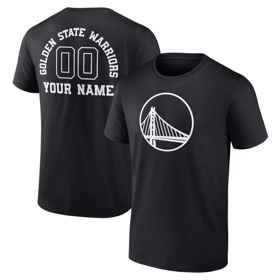 Men's Golden State Warriors Black Custom Monochrome T-Shirt - Ujersey