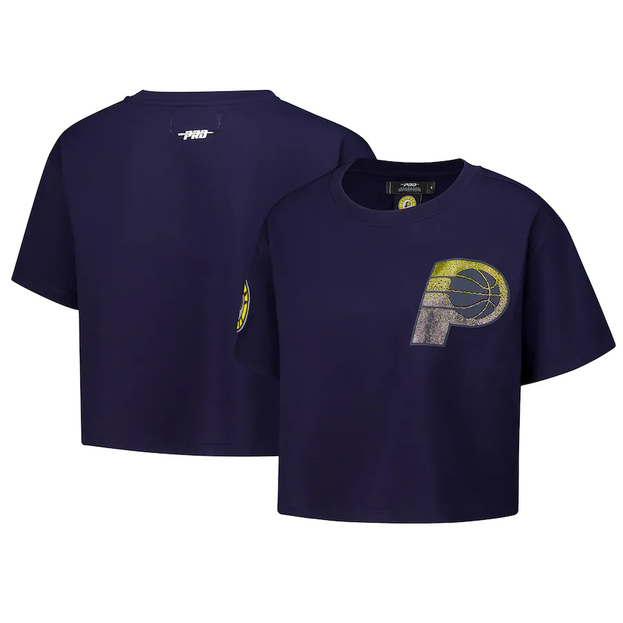 Women's Indiana Pacers Pro Standard Navy Jewels Boxy Cropped T-Shirt - Ujersey NFL Shop